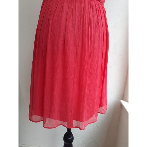 Donna Morgan 100% Silk Textured A Line Dress Red Lined Size 12 Sleeveless Zipper - Picture 6 of 8